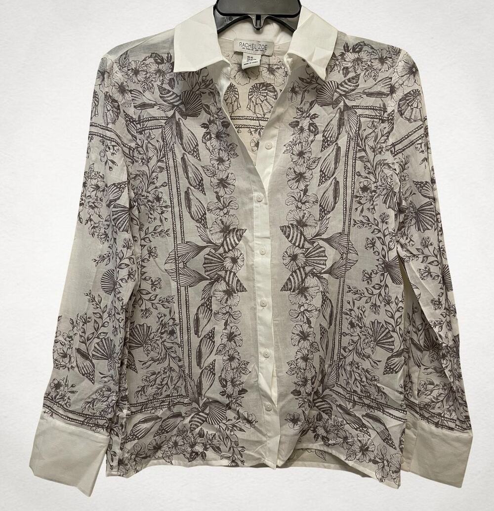 Rachel Zoe Blouse Semi-sheer Sz XS Boho Shell Top Indie Business Casual Whimsy
